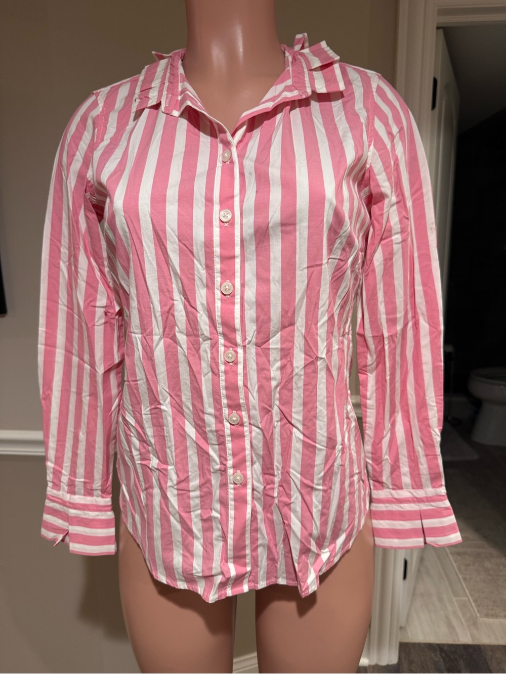 Banana Republic Pink and White Striped Top